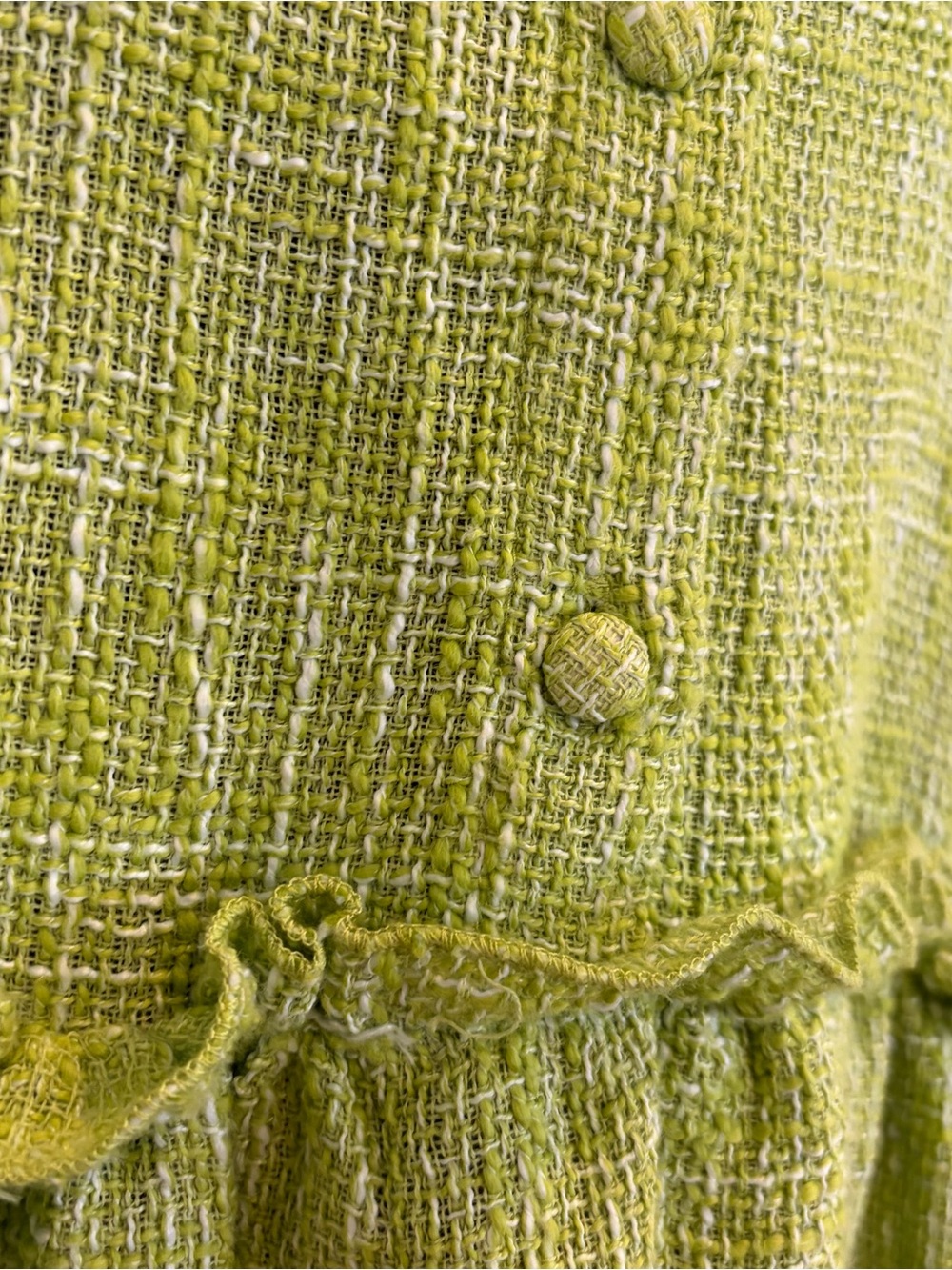 ZARA TEXTURED MINI GREEN HEATHER WHITE KNIT COLLAR DRESS small - Picture 9 of 11